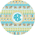 Abstract Teal Stripes Multipurpose Round Labels - 2" (Personalized)