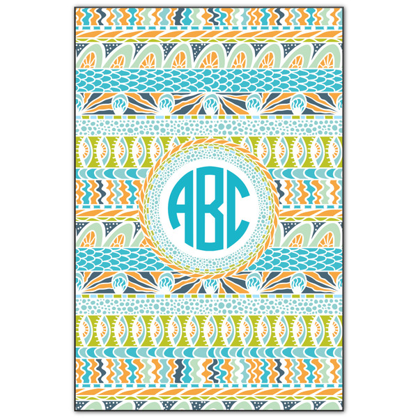 Custom Abstract Teal Stripes Wood Print - 20x30 (Personalized)