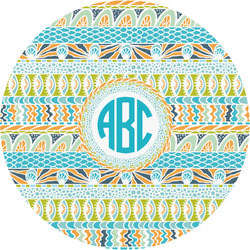 Abstract Teal Stripes Multipurpose Round Labels - Custom Sized (Personalized)