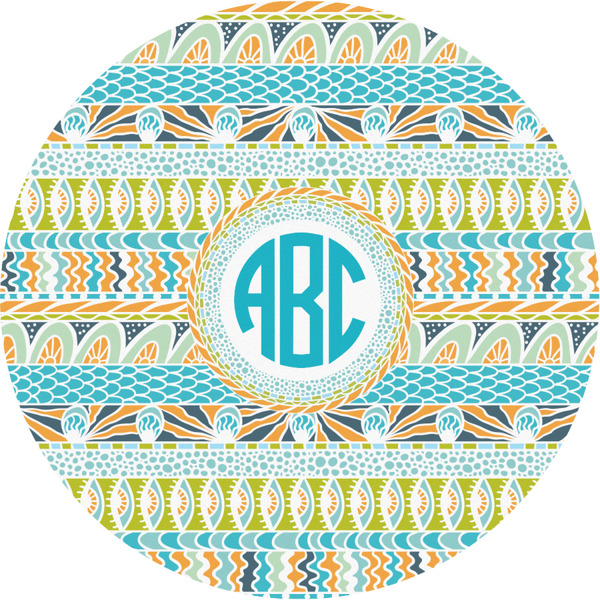 Custom Abstract Teal Stripes Multipurpose Round Labels - 3" (Personalized)