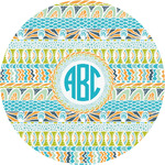 Abstract Teal Stripes Multipurpose Round Labels - 5" (Personalized)