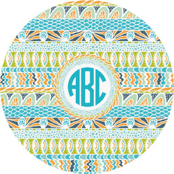 Abstract Teal Stripes Multipurpose Round Labels - 5" (Personalized)