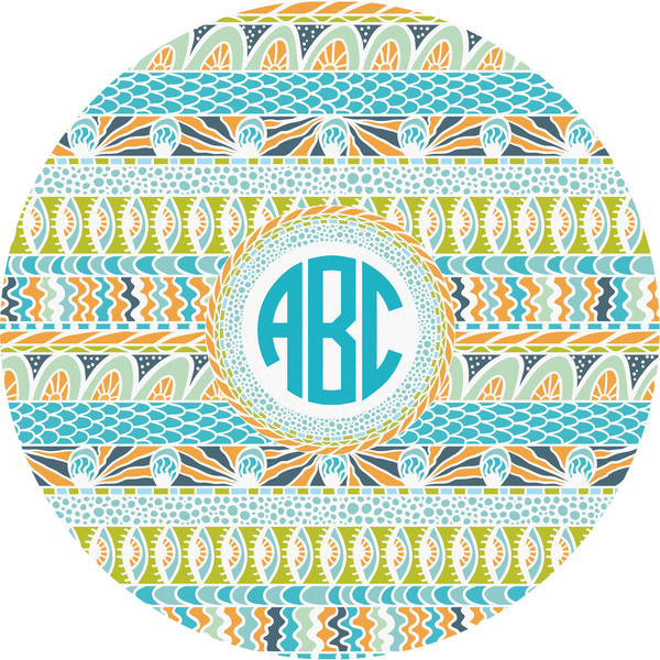 Custom Abstract Teal Stripes Multipurpose Round Labels - 5" (Personalized)