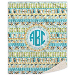 Abstract Teal Stripes Sherpa Throw Blanket - 60"x80" (Personalized)