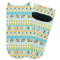 Abstract Teal Stripes Adult Ankle Socks - Single Pair - Front and Back