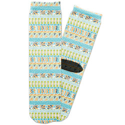 Abstract Teal Stripes Adult Crew Socks