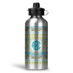 Abstract Teal Stripes Water Bottle - Aluminum - 20 oz (Personalized)