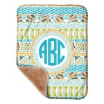 Abstract Teal Stripes Sherpa Baby Blanket - 30" x 40" w/ Monograms