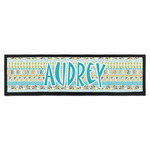 Abstract Teal Stripes Bar Mat - Large (Personalized)