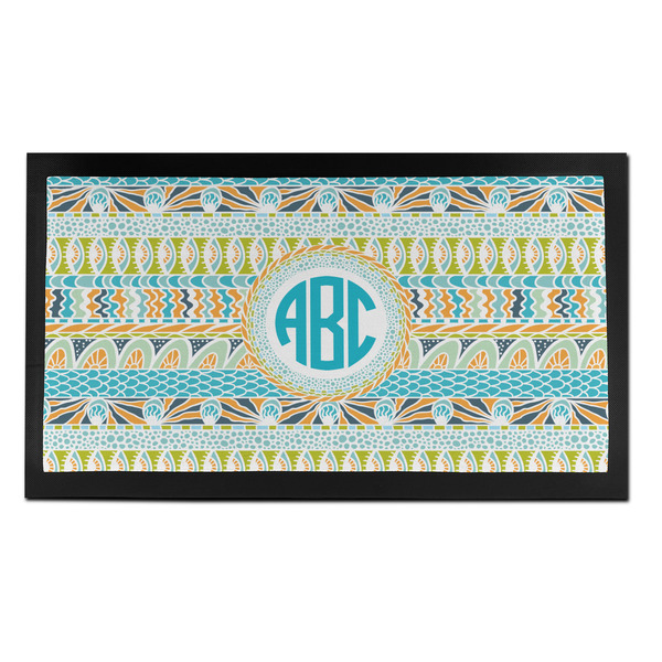 Custom Abstract Teal Stripes Bar Mat - Small (Personalized)