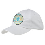 Abstract Teal Stripes Baseball Cap - White (Personalized)