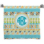Abstract Teal Stripes Bath Towel (Personalized)
