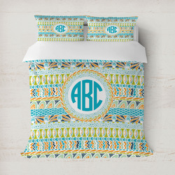 Abstract Teal Stripes Duvet Cover Set - Full / Queen (Personalized)