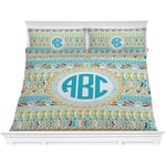 Abstract Teal Stripes Comforter Set - King (Personalized)