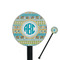 Abstract Teal Stripes Black Plastic 5.5" Stir Stick - Round - Closeup