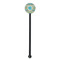 Abstract Teal Stripes Black Plastic 5.5" Stir Stick - Round - Single Stick