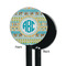 Abstract Teal Stripes Black Plastic 5.5" Stir Stick - Single Sided - Round - Front & Back