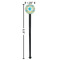 Abstract Teal Stripes Black Plastic 7" Stir Stick - Round - Dimensions