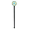 Abstract Teal Stripes Black Plastic 7" Stir Stick - Round - Single Stick