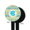 Abstract Teal Stripes Black Plastic 7" Stir Stick - Single Sided - Round - Front & Back