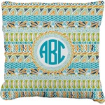 Abstract Teal Stripes Faux-Linen Throw Pillow 16" (Personalized)