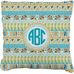 Abstract Teal Stripes Faux-Linen Throw Pillow 26" (Personalized)