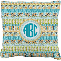 Abstract Teal Stripes Faux-Linen Throw Pillow 26" (Personalized)