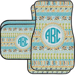 Abstract Teal Stripes Car Floor Mats Set - 2 Front & 2 Back (Personalized)