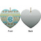 Abstract Teal Stripes Ceramic Flat Ornament - Heart Front & Back (APPROVAL)