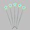 Abstract Teal Stripes Clear Plastic 7" Stir Stick - Round - Fan View