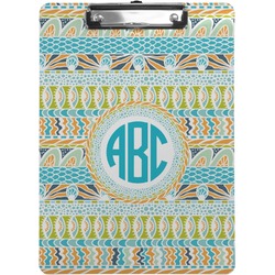 Abstract Teal Stripes Clipboard (Letter Size) (Personalized)
