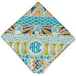 Abstract Teal Stripes Cloth Dinner Napkin - Single w/ Monogram