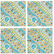 Abstract Teal Stripes Cloth Napkins - Personalized Lunch (APPROVAL) Set of 4