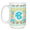 Abstract Teal Stripes Coffee Mug - 15 oz - White