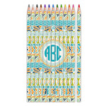 Abstract Teal Stripes Colored Pencils (Personalized)