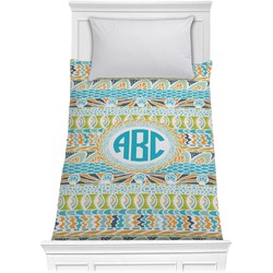 Abstract Teal Stripes Comforter - Twin (Personalized)