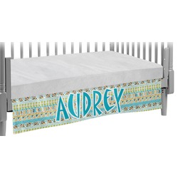 Abstract Teal Stripes Crib Skirt (Personalized)