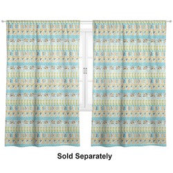 Abstract Teal Stripes Curtain Panel - Custom Size