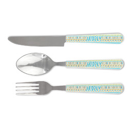 Abstract Teal Stripes Cutlery Set (Personalized)