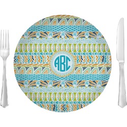 Abstract Teal Stripes 10" Glass Lunch / Dinner Plates - Single or Set (Personalized)