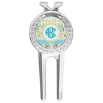 Abstract Teal Stripes Golf Divot Tool & Ball Marker (Personalized)