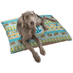 Abstract Teal Stripes Dog Bed - Large w/ Monogram