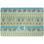 Abstract Teal Stripes Dog Food Mat w/ Monogram