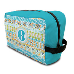 Abstract Teal Stripes Toiletry Bag / Dopp Kit (Personalized)