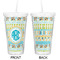 Abstract Teal Stripes Double Wall Tumbler with Straw - Approval