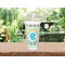 Abstract Teal Stripes Double Wall Tumbler with Straw Lifestyle