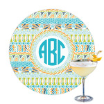 Abstract Teal Stripes Printed Drink Topper (Personalized)