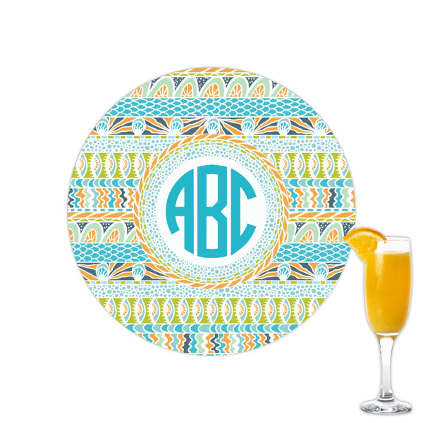 Custom Abstract Teal Stripes Printed Drink Topper - 2.15" (Personalized)