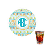 Abstract Teal Stripes Printed Drink Topper - 1.5" (Personalized)