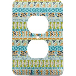 Abstract Teal Stripes Electric Outlet Plate